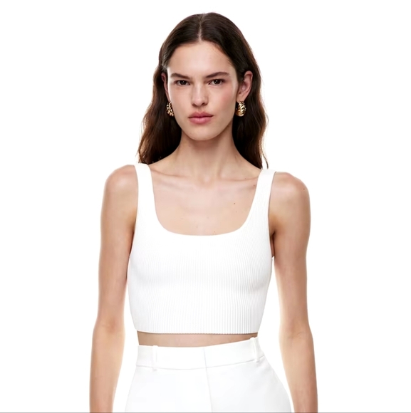 Babaton Sculpt Knit Squareneck Cropped Tank Sz Xs - Picture 1 of 6